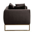 Golden Stainless Steel Legs Living Room Furniture Sets Modern Grey Velvet Upholstered One Seater Sofa